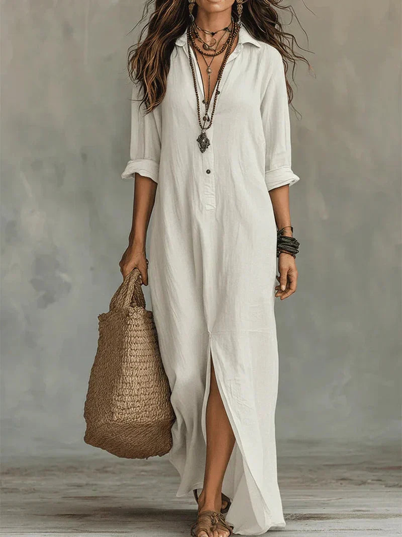 Vestido largo negro con botones