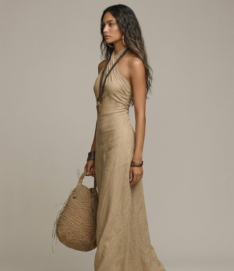 Vestido largo elegante de estilo vintage