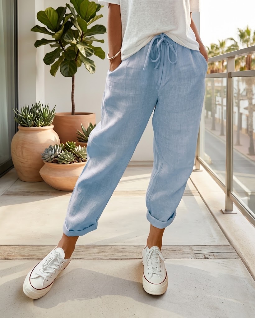 Pantalones de algodón y lino