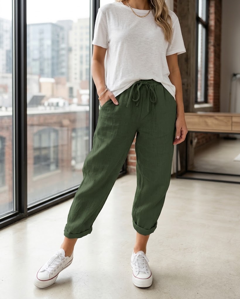 Pantalones de algodón y lino