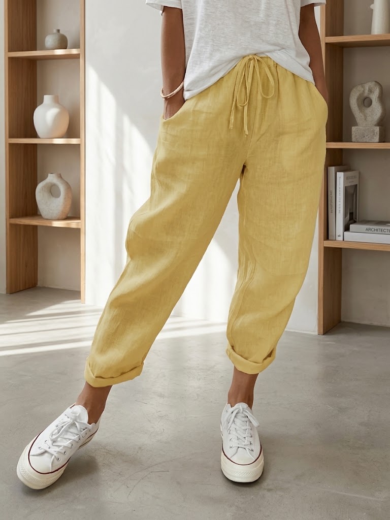 Pantalones de algodón y lino