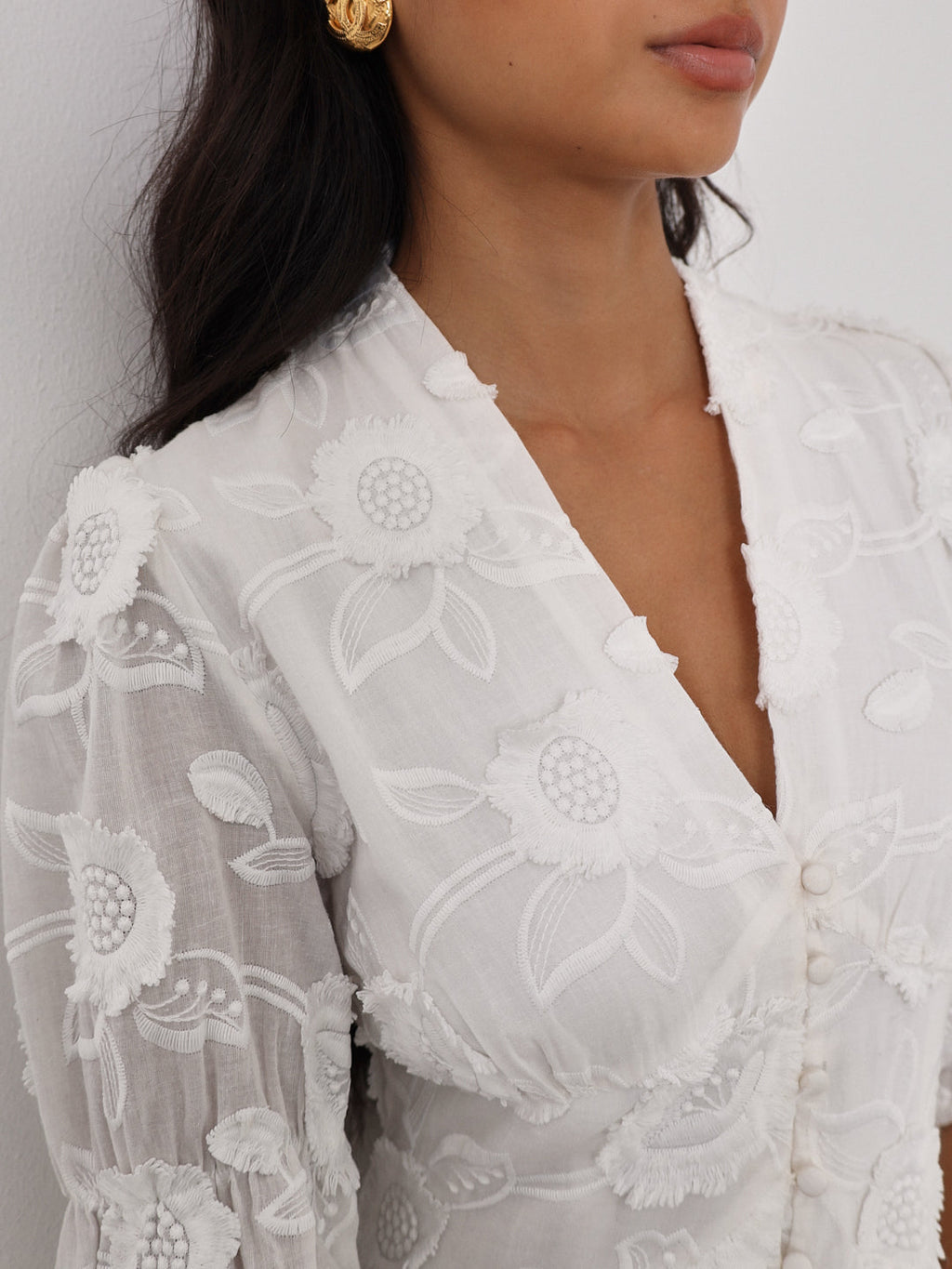 Vestido de verano Sierra de algodón bordado | Blanco