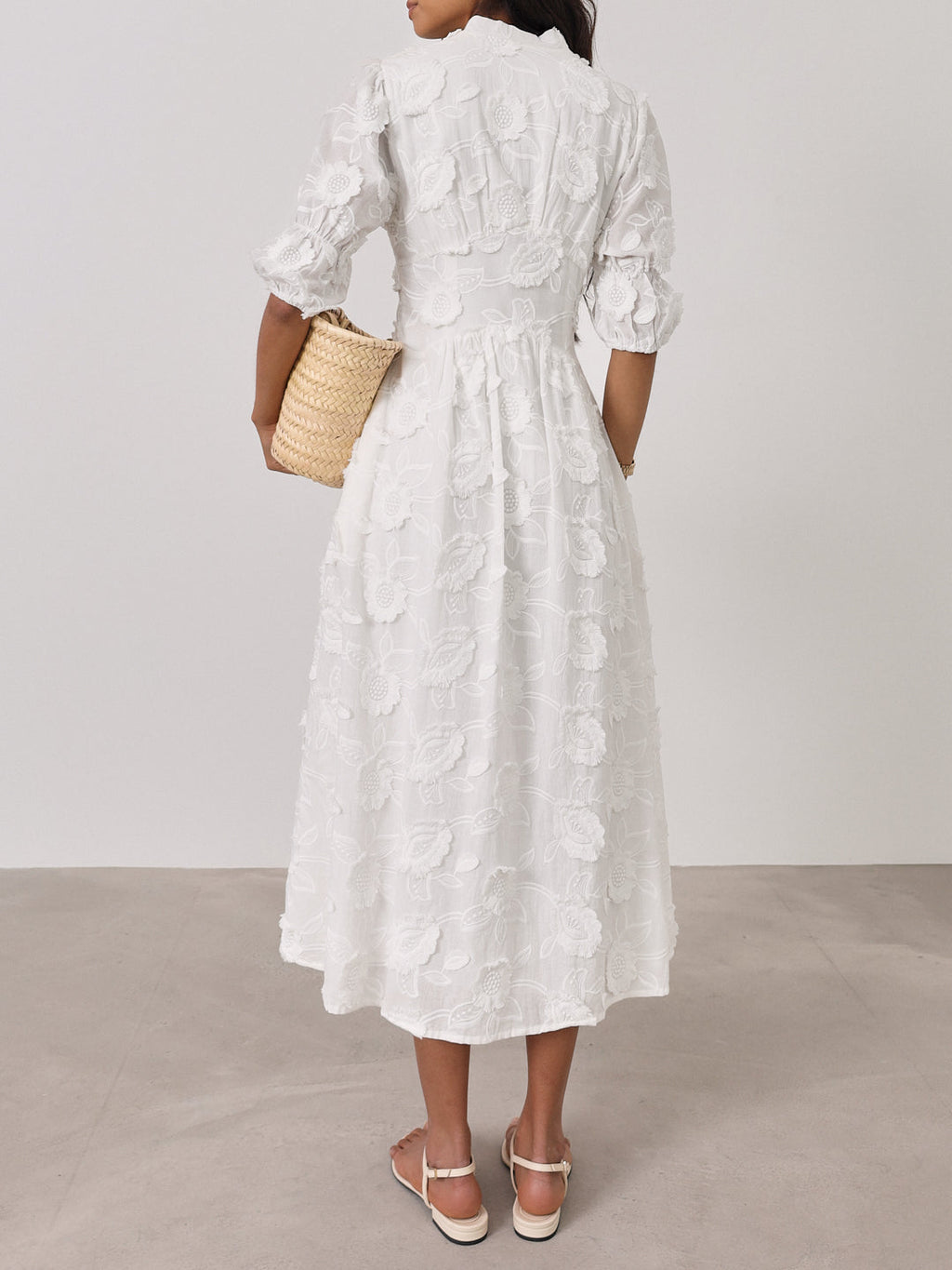 Vestido de verano Sierra de algodón bordado | Blanco