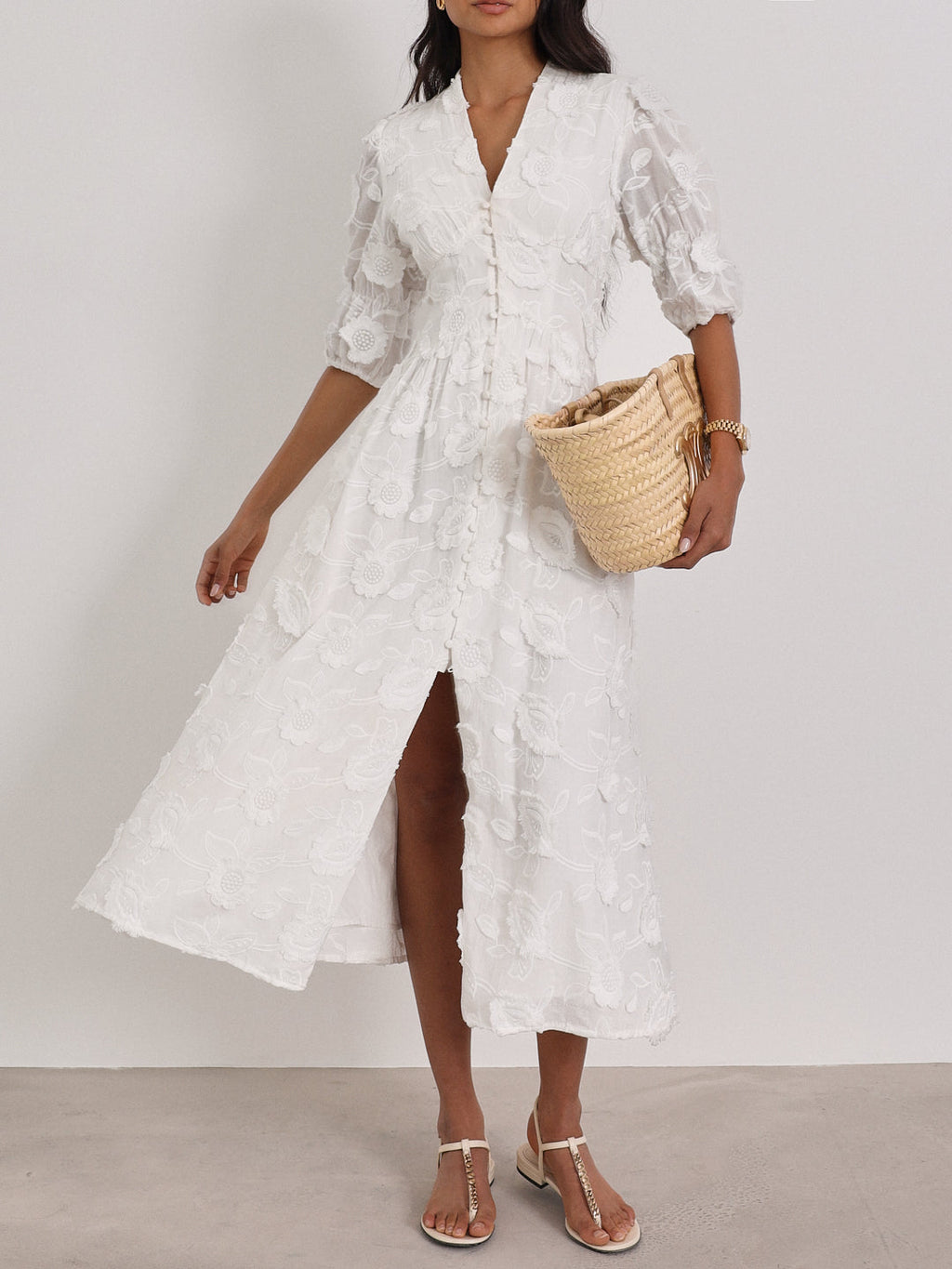 Vestido de verano Sierra de algodón bordado | Blanco