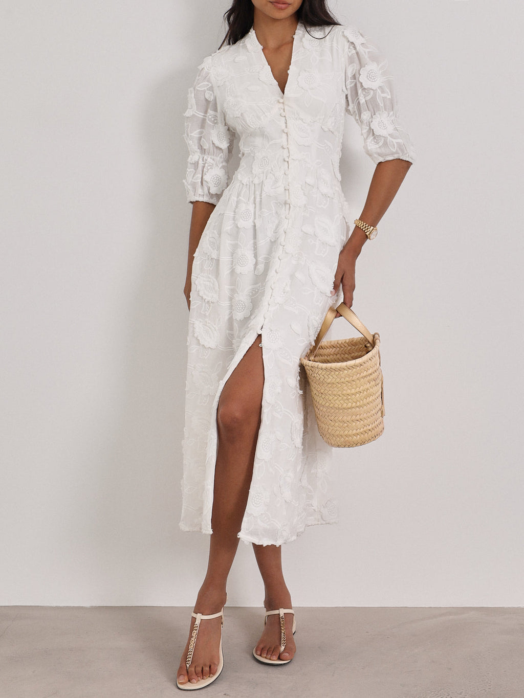 Vestido de verano Sierra de algodón bordado | Blanco