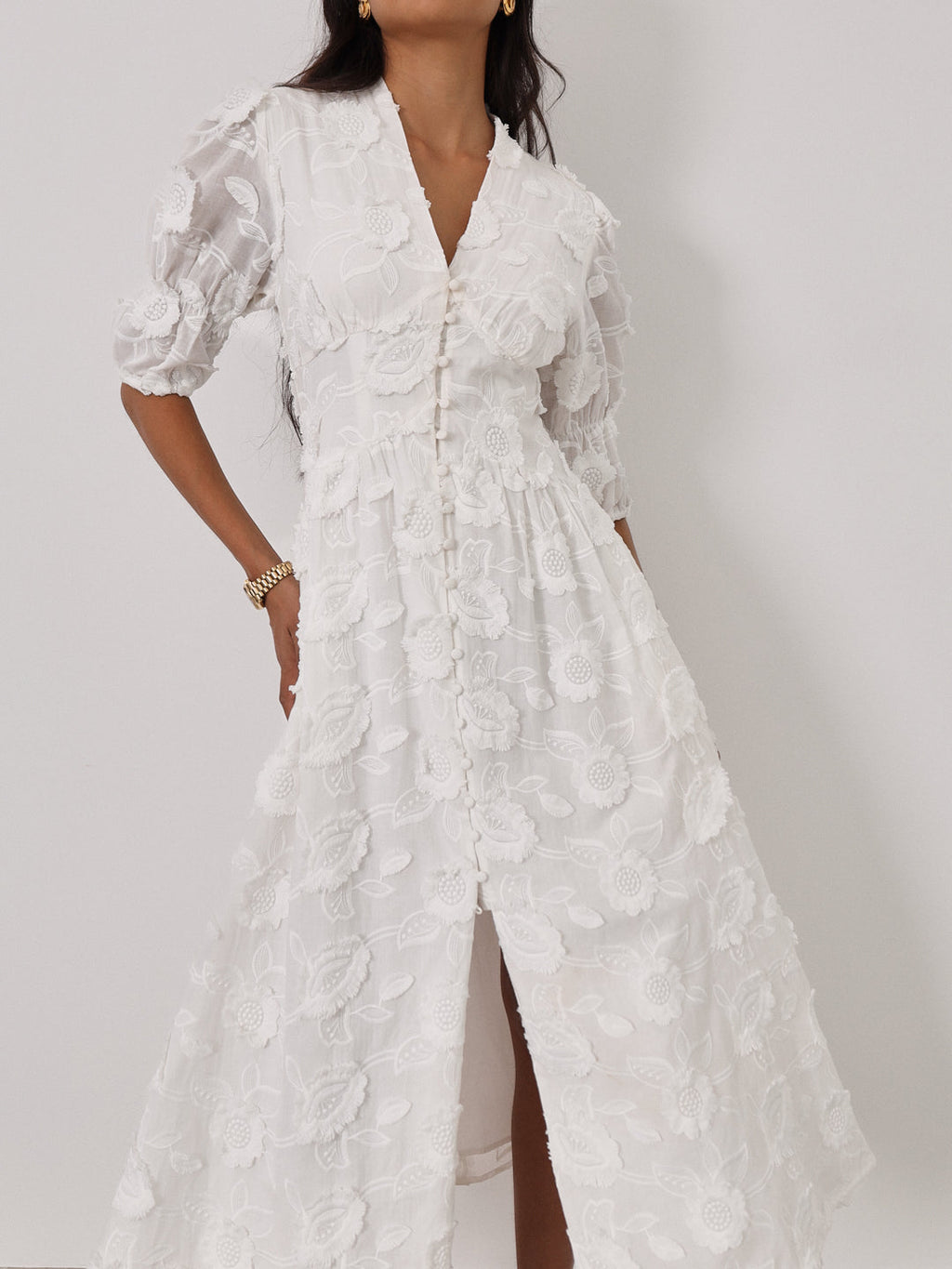 Vestido de verano Sierra de algodón bordado | Blanco
