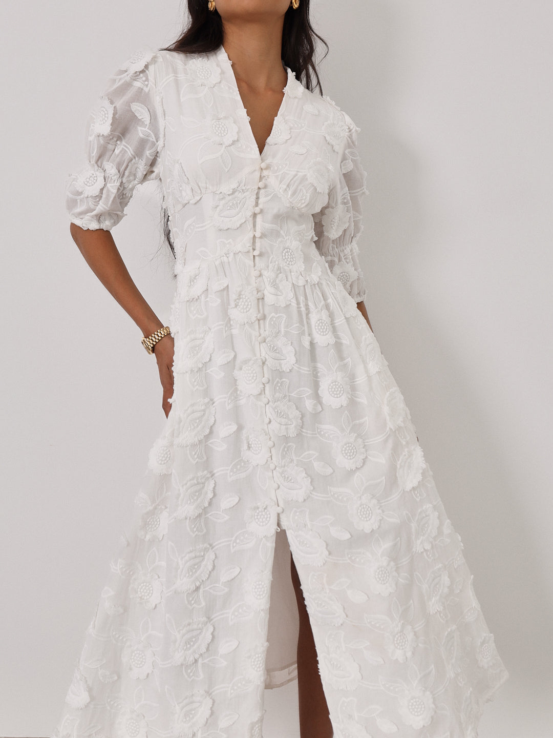Vestido de verano Sierra de algodón bordado | Blanco