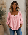 Camisa de manga farol con cuello cuadrado