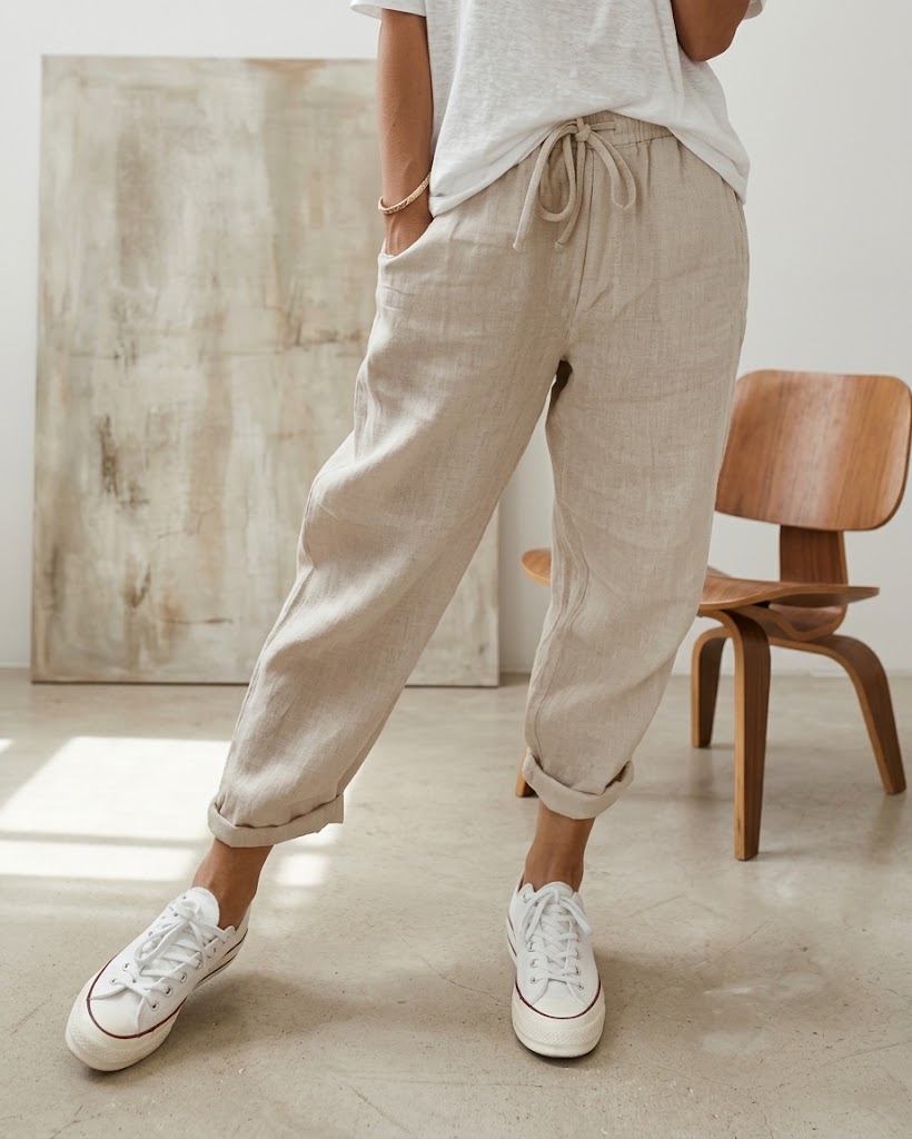 Pantalones de algodón y lino